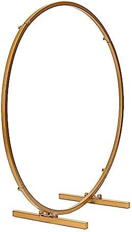 Photo 1 of Backdrop Stand 20-Inch Gold Round Metal Floral Hoop Standing Wreath Ring Centerpiece Wedding - Party Reception Decorations Supplies