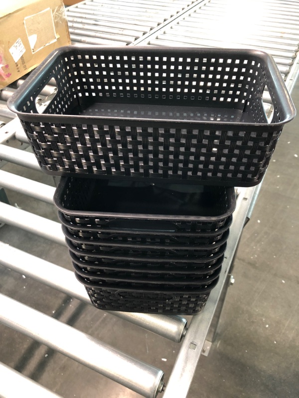 Photo 4 of 8-Pack Black Plastic Storage Basket
