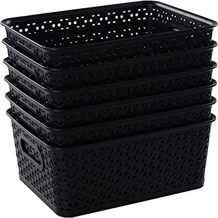 Photo 1 of 8-Pack Black Plastic Storage Basket
