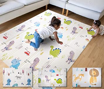 Photo 4 of Easy Baby Extra Large and Thick (0.6in) Foam Play Mat for Babies and Toddlers | Nontoxic, Foldable, Washable, and Waterproof Playmat 77” x 70” (Dinosaurs Pattern)
