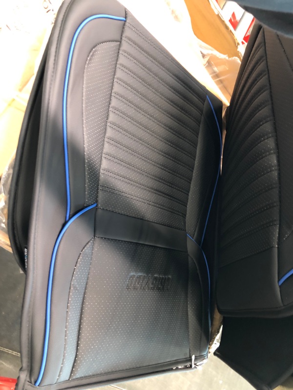 Photo 1 of LINGVIDO Leather Car Seat Covers,Breathable and Waterproof Faux Leather Automotive Seat Covers for Cars SUV Pick-up Truck Sedan,Universal Driver Seat Cover with Backrest (2 PCS Front Seat, Blue+Black) Blue+Black 2 PCS Front Seat