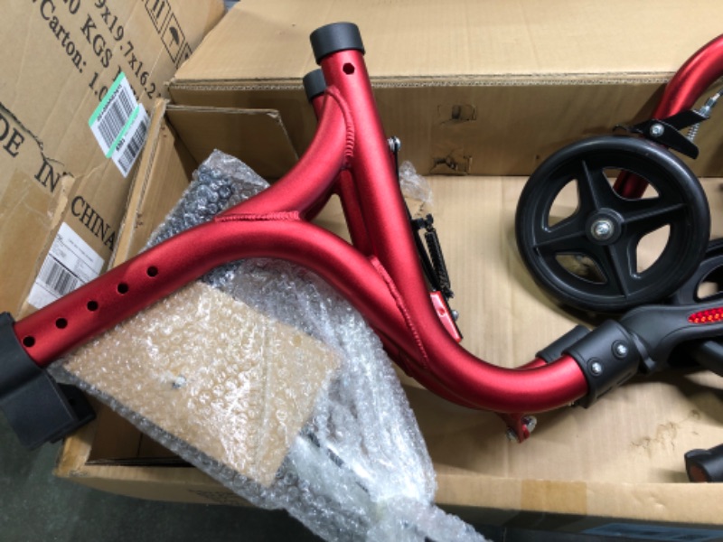 Photo 1 of Planetwalk Premium 3 Wheel Rollator Walker for Seniors - Ultra Lightweight Foldable Walker for Elderly, Aluminum Three Wheel Mobility Aid, Brilliant Red