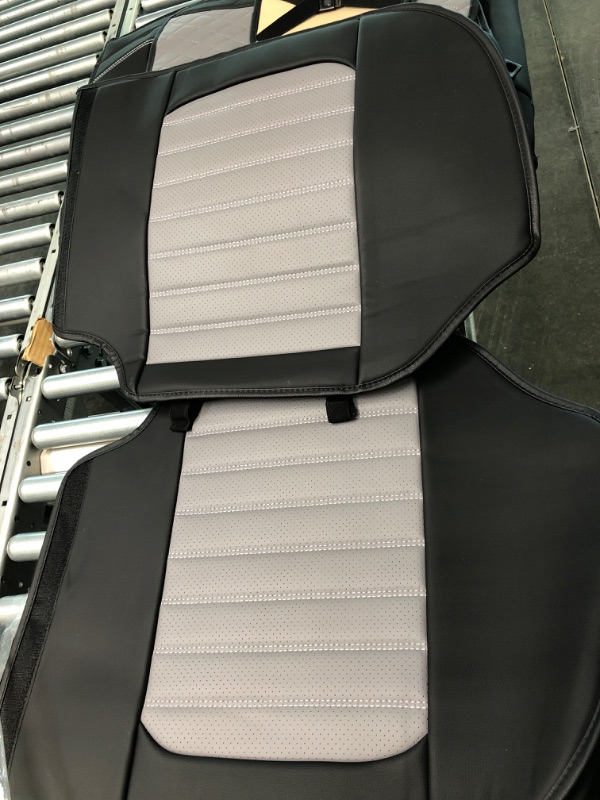 Photo 4 of Aierxuan Leather Car Seat Covers Universal Fit Toyota Highlander 4Runner Nissan Altima Honda Chevy Impala Colorado Cruze Malibu Ford Cadillac Lexus Waterproof Cushions (Full Set,Black-Grey) Full Set/Black-Grey