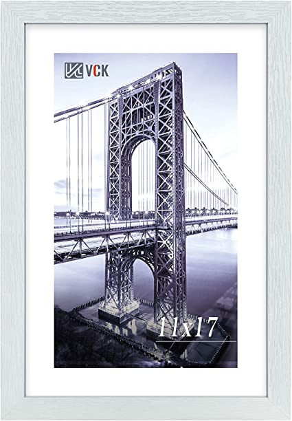 Photo 1 of VCK Poster Frame 11×17 Inch Wooden Picture Frames White Certificate Frame with Plexiglass Wall Mounting Type for Gallery Office Home
