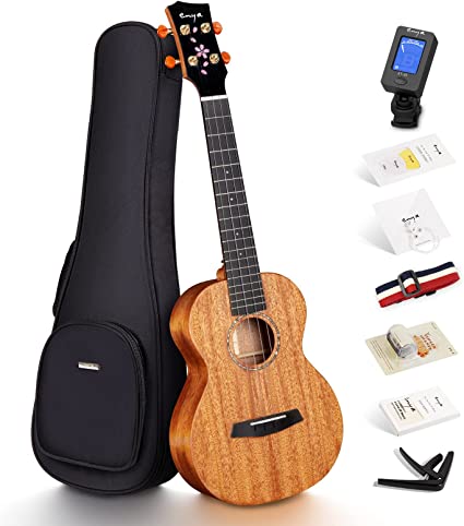 Photo 1 of Enya Concert Ukulele 23 Inch all Solid Mahogany Ukelele for Beginners Adults - Ukalalee Bundle with Case, Tuner, Strap, Strings, Capo, Sand Shaker, Picks, Polish Cloth (EUC-MS)
