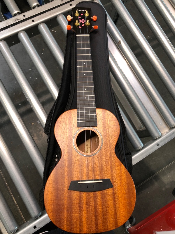 Photo 4 of Enya Concert Ukulele 23 Inch all Solid Mahogany Ukelele for Beginners Adults - Ukalalee Bundle with Case, Tuner, Strap, Strings, Capo, Sand Shaker, Picks, Polish Cloth (EUC-MS)
