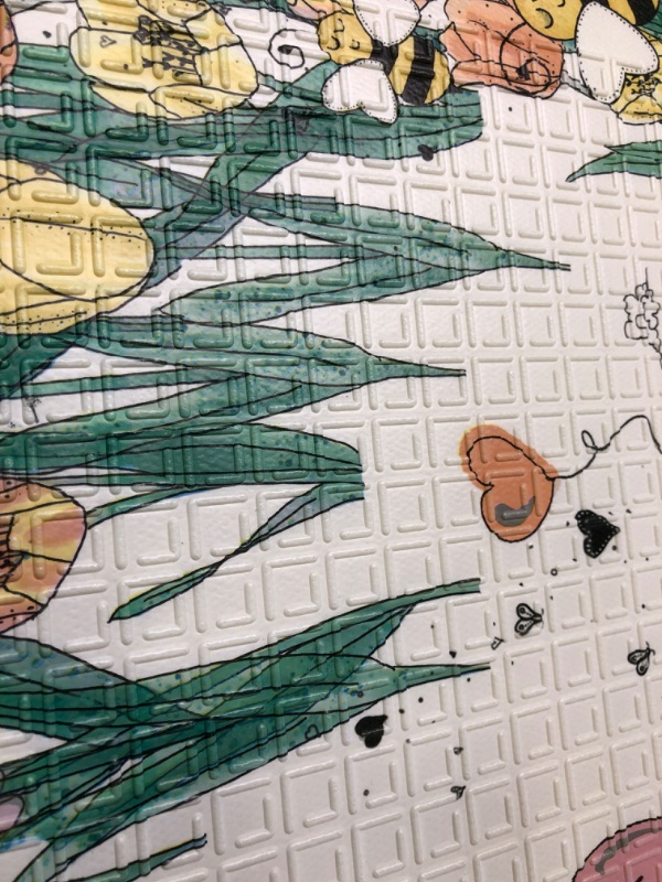Photo 1 of JumpOff Jo - Large Waterproof Foam Padded Play Mat for Infants, Babies, Toddlers, Play & Tummy Time, Foldable Activity Mat, 70 in. x 59 in. - Tulip Fields