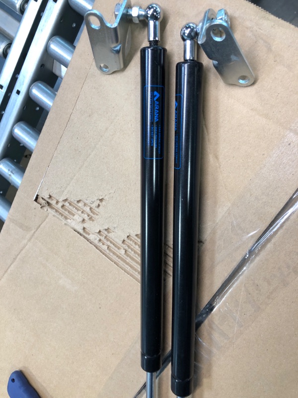 Photo 4 of 23 inch 100 lb Gas Prop Strut Shock 23" 445N/100LB Gas Spring Struts, 2Pcs Set with L-type Mounting Brackets for Heavy Duty RV Bed Murphy bed Large Garbage Box Floor Hatch Custom Window ARANA
