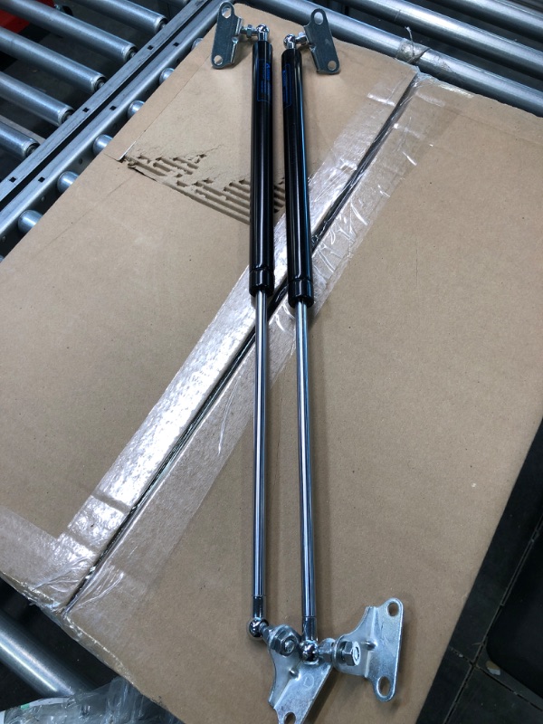 Photo 3 of 23 inch 100 lb Gas Prop Strut Shock 23" 445N/100LB Gas Spring Struts, 2Pcs Set with L-type Mounting Brackets for Heavy Duty RV Bed Murphy bed Large Garbage Box Floor Hatch Custom Window ARANA
