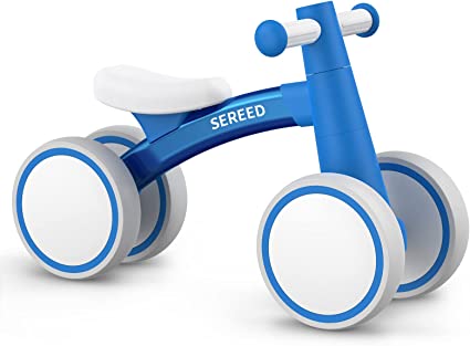 Photo 1 of SEREED Baby Balance Bike for 1 Year Old Boys Girls 12-24 Month Toddler Balance Bike, 4 Wheels Toddler First Bike, First Birthday Gifts (Blue New)
