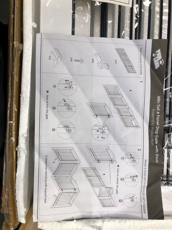 Photo 4 of 30in Tall 4-Panel Dog Gate with Door - White