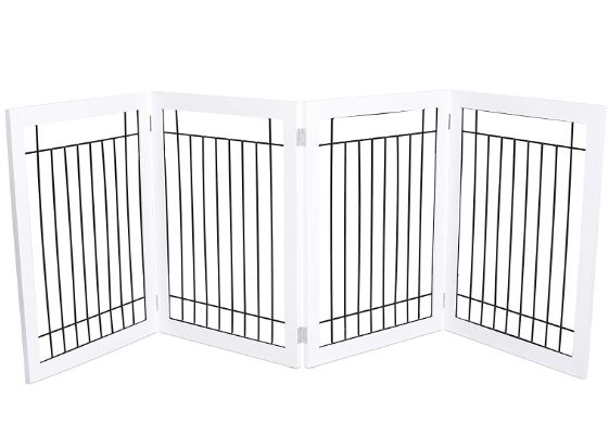 Photo 1 of 30in Tall 4-Panel Dog Gate with Door - White