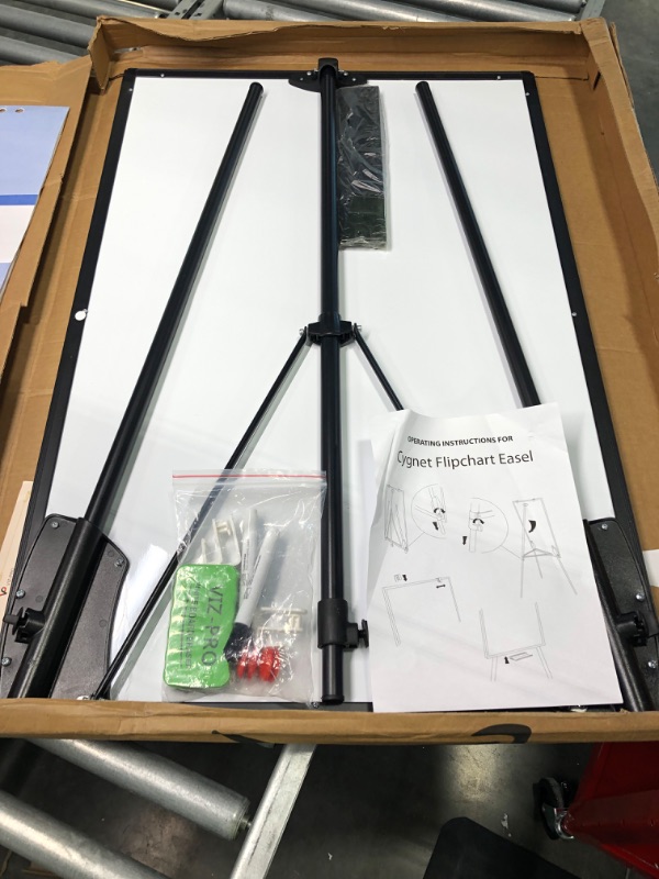 Photo 3 of VIZ-PRO Whiteboard Easel/Portable Dry Erase Board with 25-Sheets A1 Flipchart Paper Pad, Dry Eraser, and Black Markers.