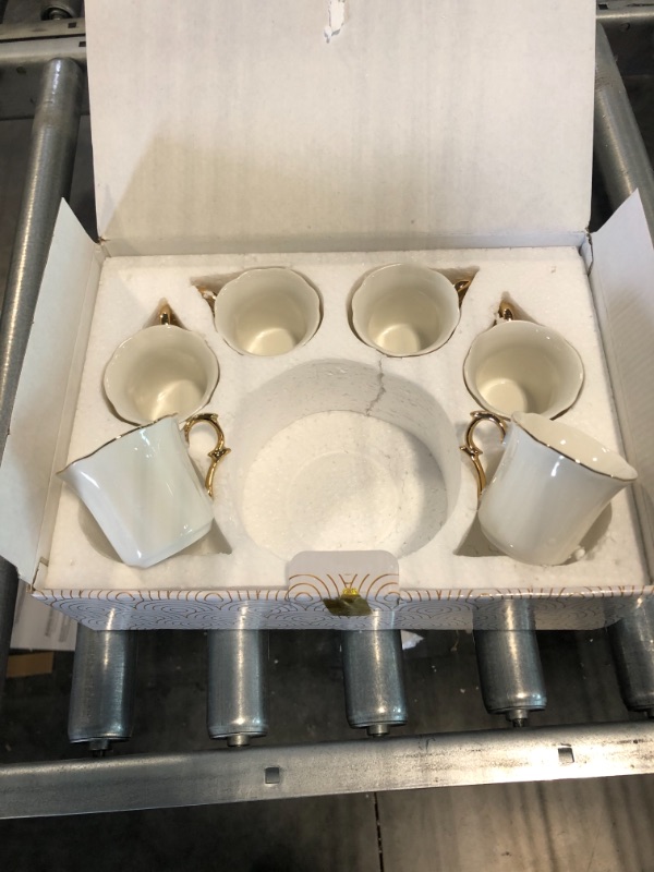 Photo 4 of BTaT- Small Espresso Cups and Saucers, Set of 6 Demitasse Cups (2.4 oz) with Gold Trim and Gift Box, Small Coffee Cup, White Espresso Cup, Turkish Coffee Cup, Porcelain Espresso Cup, Christmas Gift