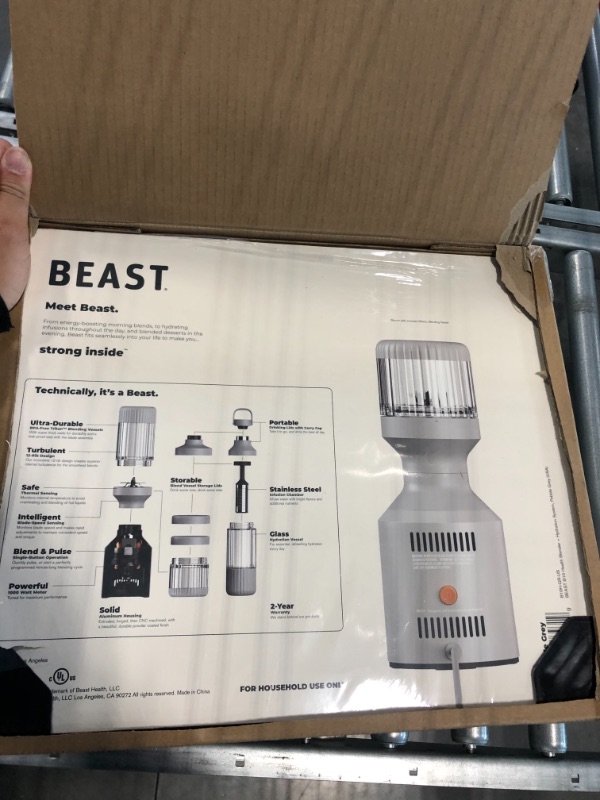 Photo 2 of Beast Blender + Hydration System | Blend Smoothies and Shakes, Infuse Water, Kitchen Countertop Design, 1000W (Pebble Grey) ---Factory Sealed---