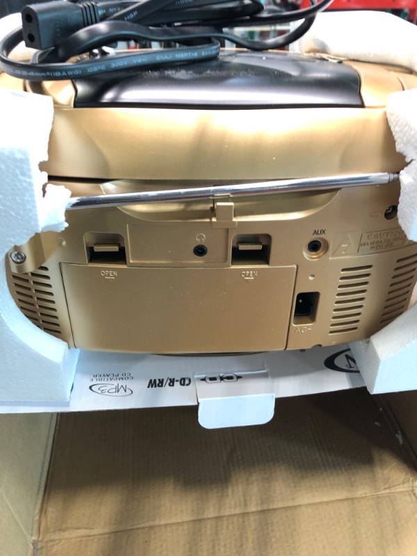 Photo 1 of Jensen CD-590 Portable Bluetooth CD Tape Combo Boombox Digital Tuner AM/FM Radio Stereo Sound System, Top-Loading MP3 CD Player, Cassette Player/Recorder, Home Radio or Outdoors - (Gold Edition