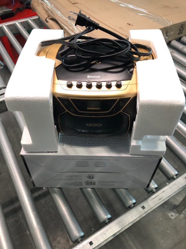 Photo 1 of Jensen CD-590 Portable Bluetooth CD Tape Combo Boombox Digital Tuner AM/FM Radio Stereo Sound System, Top-Loading MP3 CD Player, Cassette Player/Recorder, Home Radio or Outdoors - (Gold Edition