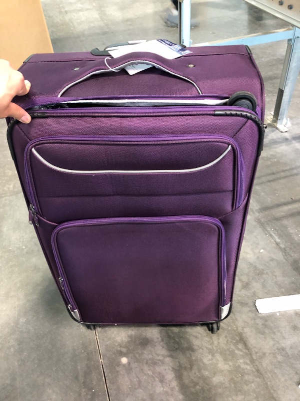 Photo 4 of Coolife Luggage 3 Piece Set Suitcase Spinner Softshell lightweight (purple+sliver)