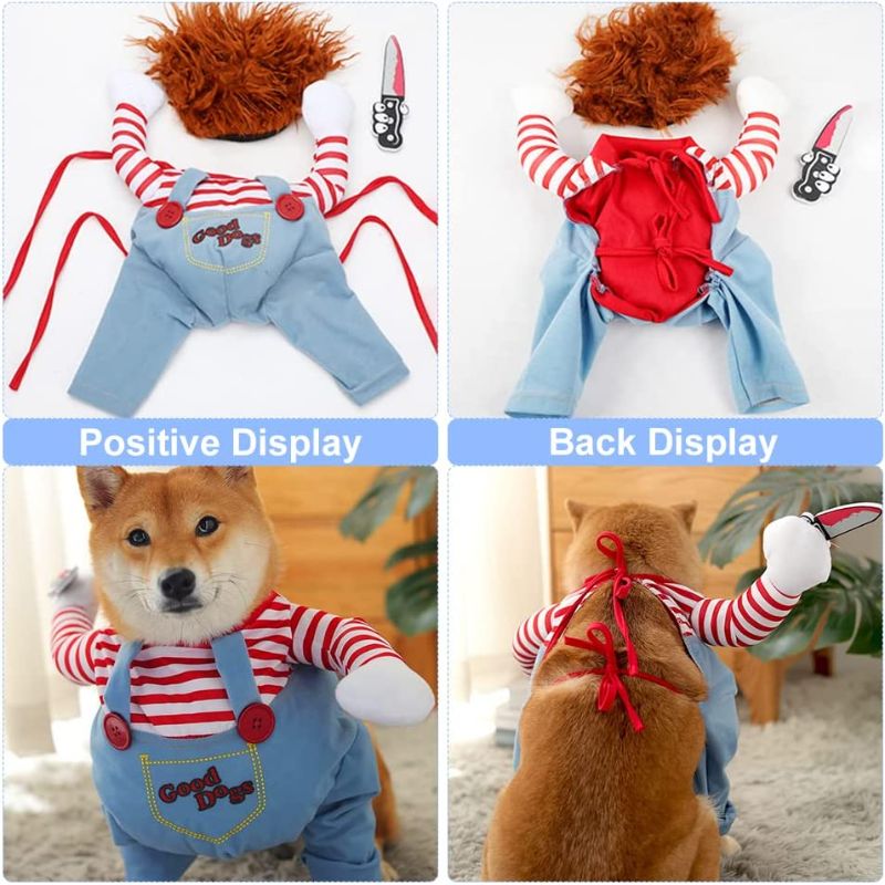 Photo 1 of Deadly Doll Dog Costumes, Cute Pet Cosplay Funny Costume Clothes for Puppy Medium Large Dogs Halloween Dress-up Party