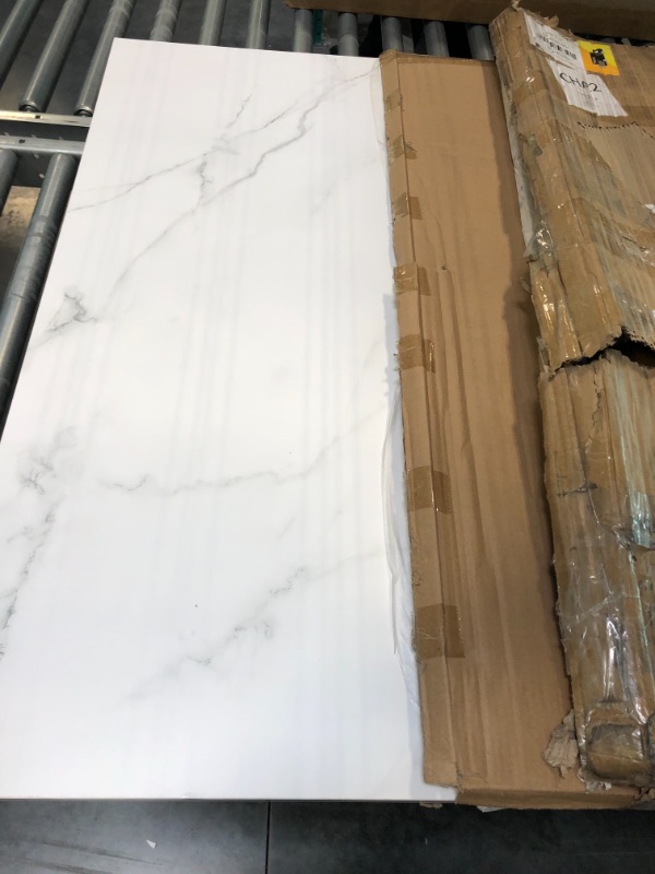 Photo 1 of HXMX Chrome Coffee Table, Marble White 39'' X 39'' Faux Marble, Stainless Steel