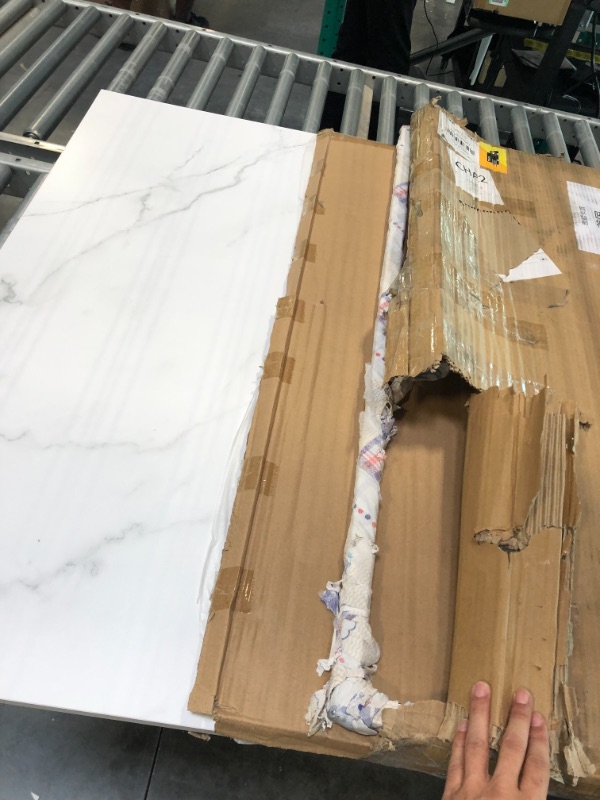 Photo 1 of HXMX Chrome Coffee Table, Marble White 39'' X 39'' Faux Marble, Stainless Steel