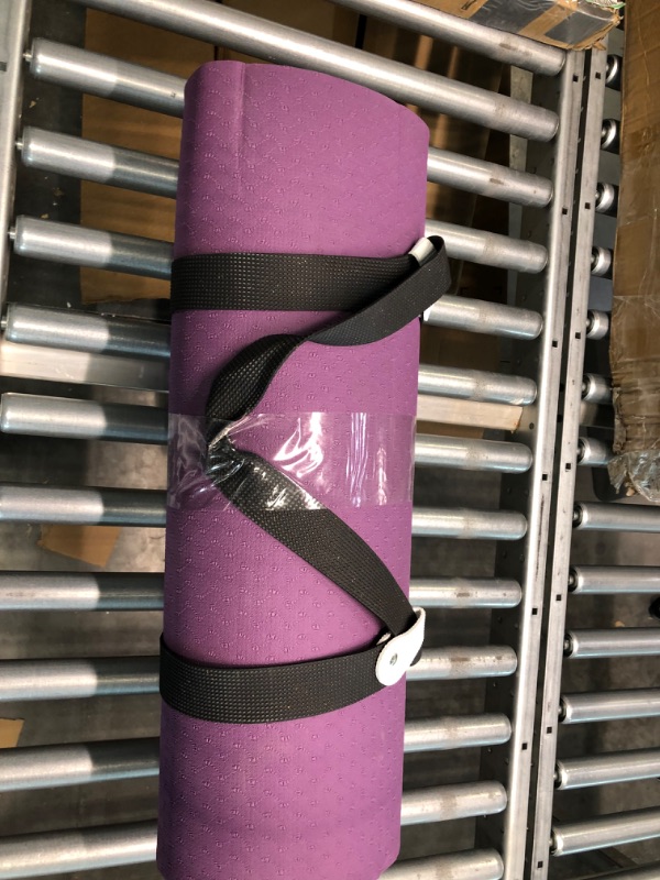 Photo 1 of Feetlu Yoga Mat Thick with Strap, 2/5 Inch (10MM) - Extra Thick Yoga Mat Non Slip Workout Mat Double-Sided, Eco POE Yoga Mats for Women Men, Workout Mat for Yoga, Pilates, and Floor Exercises Dark Purple/Blue Gray 2/5"x 24" x 72"