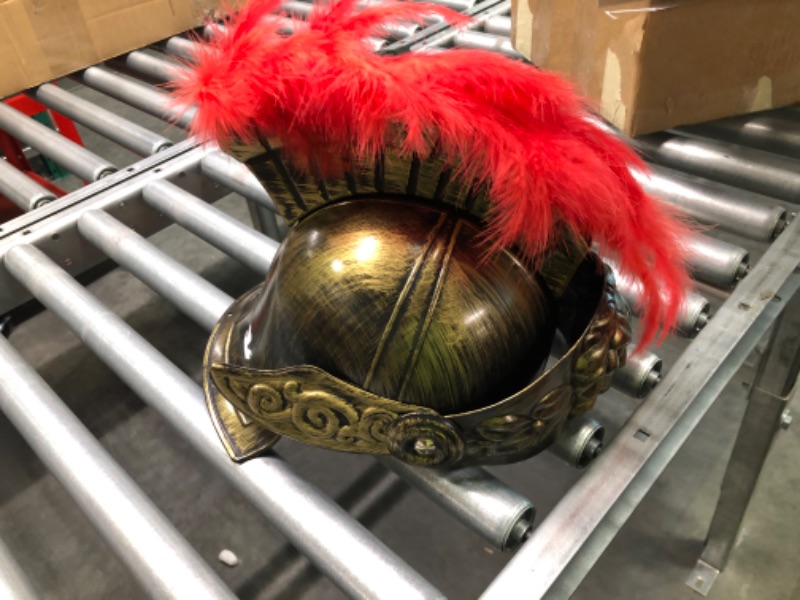 Photo 5 of Nicky Bigs Novelties Roman Helmet With Red Feather Plume - Greek Gladiator Costume Helmets - Trojan Legion Helmet, One Size