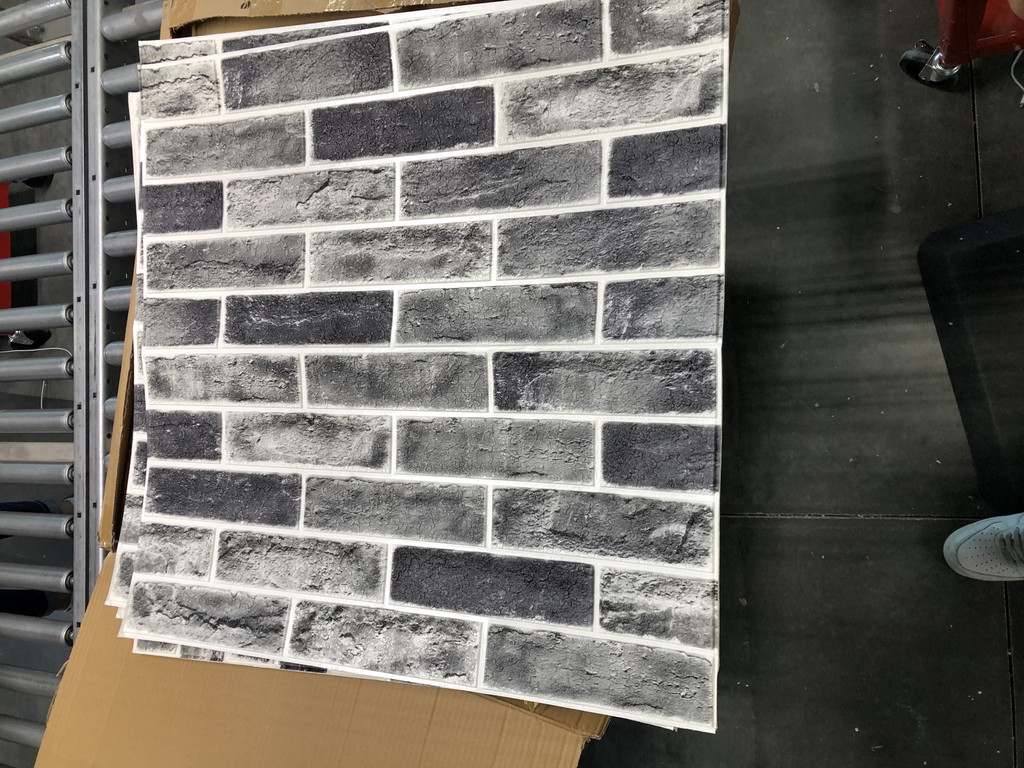 Photo 3 of Art3d 10-Pack 52.5 Sq.Ft Faux Brick 3D Wall Panels Peel and Stick in Stone Ash, Self Adhesive Waterproof Foam Wallpaper for Bedroom, Bathroom, Kitchen 10 Stone ash
