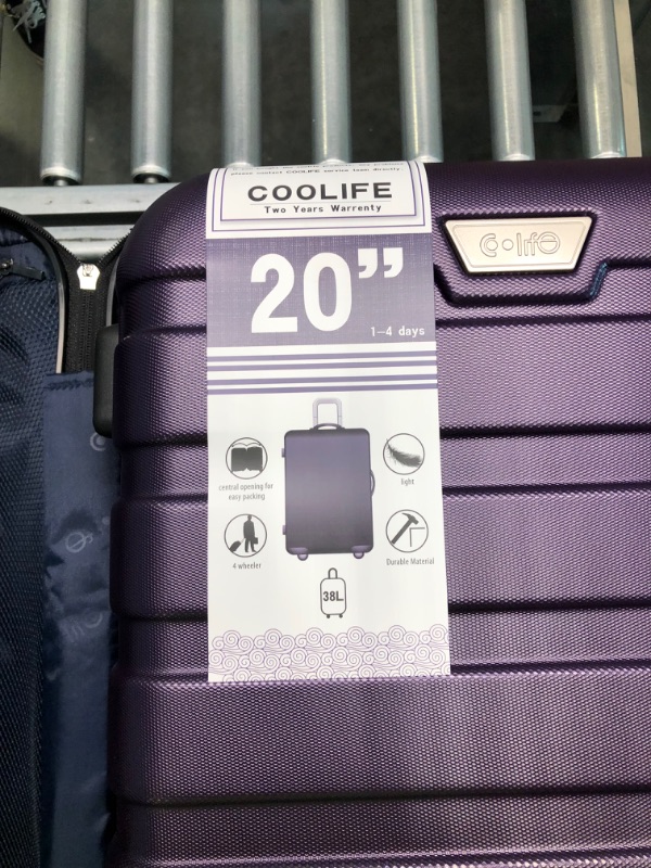 Photo 10 of Coolife Luggage 3 Piece Set Suitcase Spinner Hardshell Lightweight TSA Lock 4 Piece Set purple