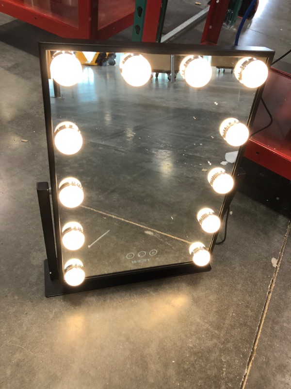 Photo 5 of WEILY Hollywood Makeup Mirror with Lights,Large Lighted Vanity Mirror with 3 Color Light & 12 Dimmable Led Bulbs,Smart Lighted Touch Control Screen & 360 Degree Rotation(Black) Black-12 Bulbs