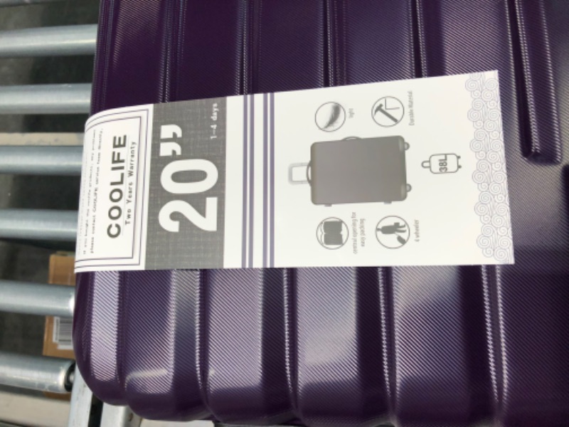 Photo 6 of COOLIFE Luggage Expandable Suitcase PC ABS TSA Luggage 3 Piece Set Lock Spinner Carry on (purple, 3 piece set) purple 3 piece set