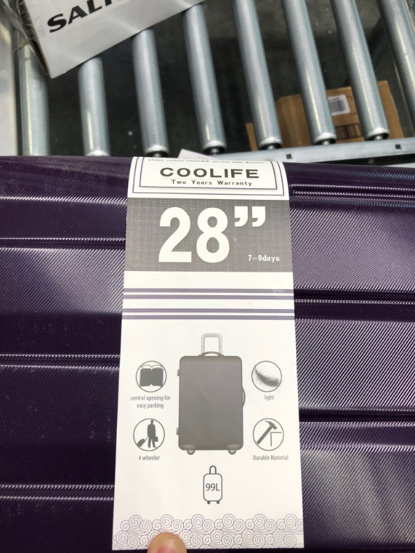 Photo 8 of COOLIFE Luggage Expandable Suitcase PC ABS TSA Luggage 3 Piece Set Lock Spinner Carry on (purple, 3 piece set) purple 3 piece set