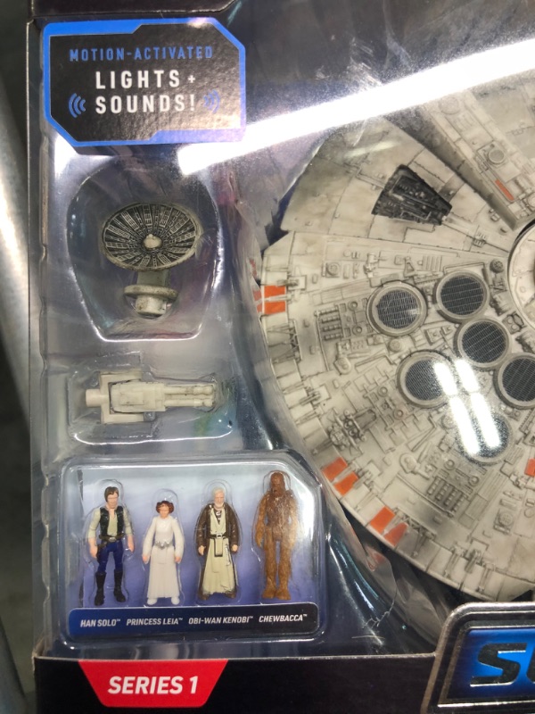 Photo 4 of Star Wars Micro Galaxy Squadron Assault Class Millennium Falcon - 7-Inch Vehicle with 1-Inch Han Solo, Chewbacca, Princess Leia and OBI-Wan Kenobi Micro Figures, Multicolor