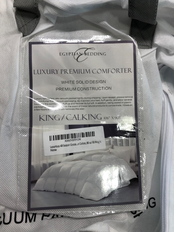 Photo 5 of Luxurious All-Season Goose Down Feather Fiber Comforter King Size Duvet Insert, Exquisite Pinch Pleat Design, Premium Baffle Box, 100% Egyptian Cotton Cover, 80 oz. Fill Weight, White