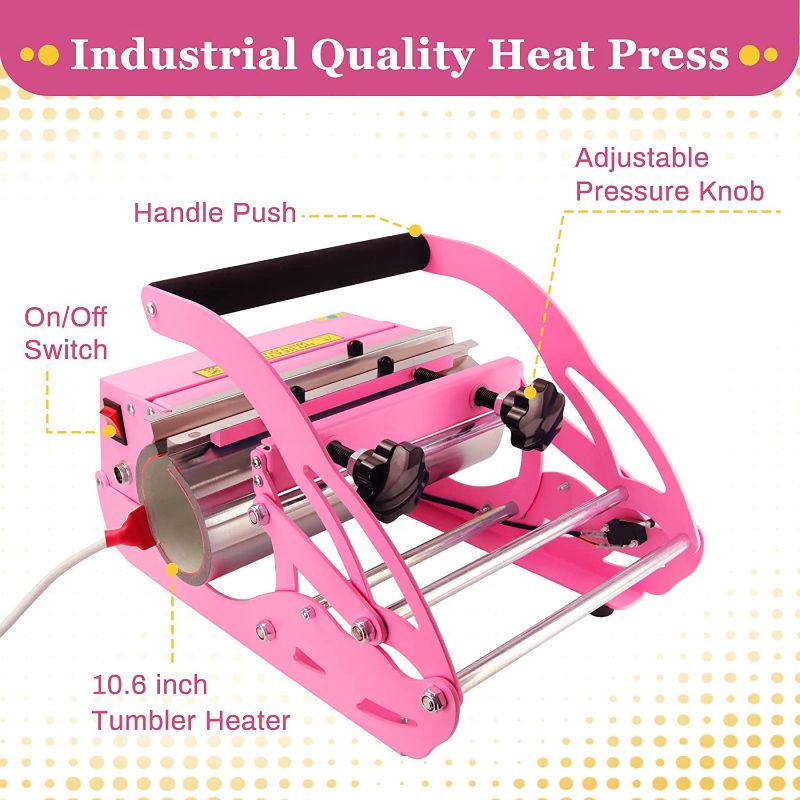 Photo 1 of 20 OZ 30 OZ Tumbler Heat Press Machine, Mug Press for All Size(11 OZ 15 OZ 16 OZ 20 OZ 30 OZ) Straight Blanks Skinny Sublimation Tumblers, Cup Heat Press DIY Sublimation Tumbler Press-Pink