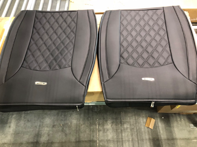 Photo 3 of Aierxuan Chevy Silverado GMC Sierra 2 Front Seat Covers Pickup Custom Fit 2007-2023 1500 2500HD 3500HD Crew Double Extended Cab Waterproof Leather Seat Protectors(2 PCS Front, Black) 2 PCS Front/Black