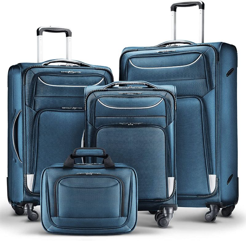 Photo 1 of Coolife Luggage 3 Piece Set Suitcase Spinner Softshell lightweight (blue+sliver) --- Does not include mini back ---