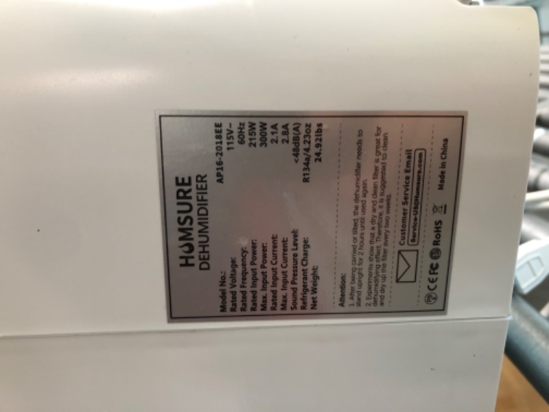 Photo 1 of HUMSURE 50 Pint Dehumidifier 3000 Sq. Ft Room, for Basements with Drain Hose, Ideal for Large & Medium Sized Bathroom and Bedroom (White)