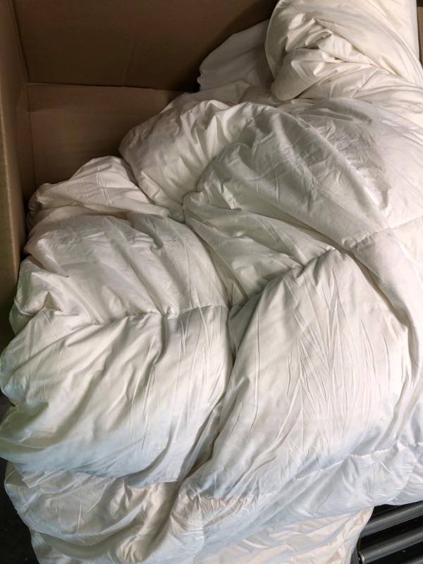Photo 2 of Feather Down Comforter Duvet Insert - 100% Skin-Friendly Cotton, Medium Weight Quilted for All Season Bedding (Full/Queen, Ivory White)