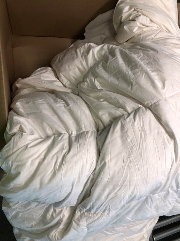 Photo 1 of Feather Down Comforter Duvet Insert - 100% Skin-Friendly Cotton, Medium Weight Quilted for All Season Bedding (Full/Queen, Ivory White)