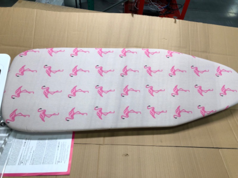 Photo 4 of Mabel Home T-Leg Adjustable Height Ironing Board with Grey and Flamingo Cotton Cover + Extra Cover (Flamingo)
