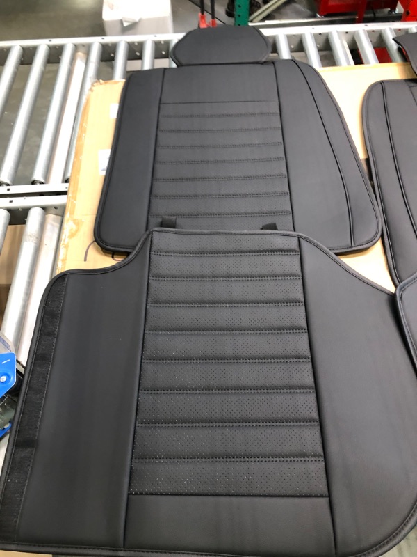 Photo 1 of OMOKA AUTO Car Seat Covers with Waterproof Leather,Vehicle Cushion Cover for Cars SUV Sedan Pick-up Truck Universal Fit Set for Most Cars (Black, 5 Sets Full Seat) Black 5 Sets Full Seat