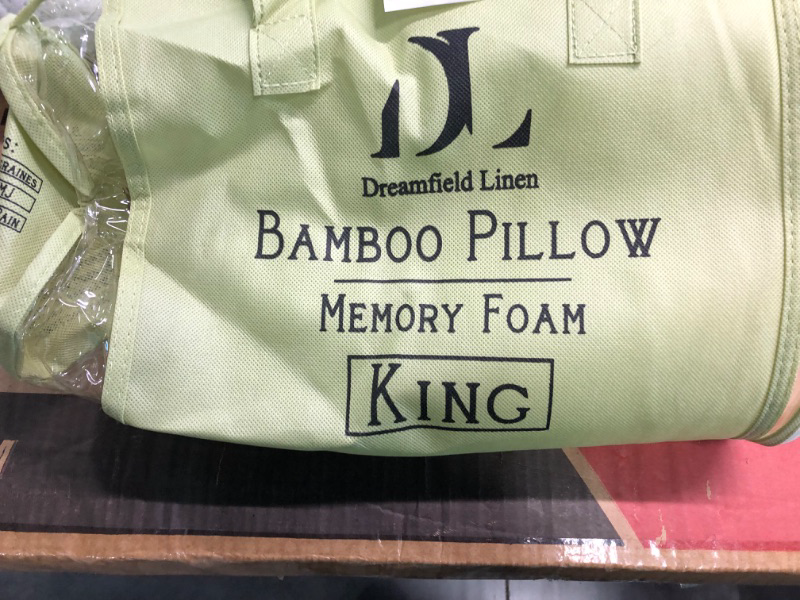 Photo 5 of Bamboo Pillow King 20" x 36" Shredded Memory Foam for Sleeping - Ultra Soft, Cool & Breathable Cover with Zipper Closure - Relieves Neck Pain, Snoring and Helps with Asthma - Back/Stomach/Side Sleeper King (Pack of 1)