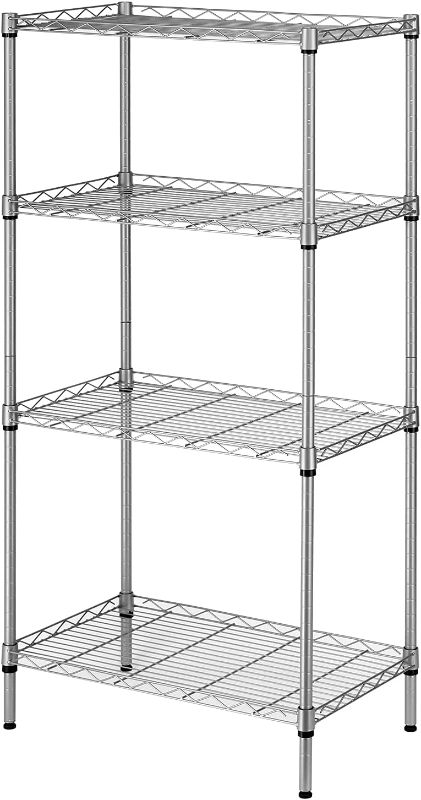 Photo 1 of SINGAYE 4 Tier Adjustable Storage Shelf Metal Storage Rack Wire Shelving Unit 530Lbs Capacity 23.6" L x 14" W x 47.2" H for Laundry Bathroom Kitchen Silver