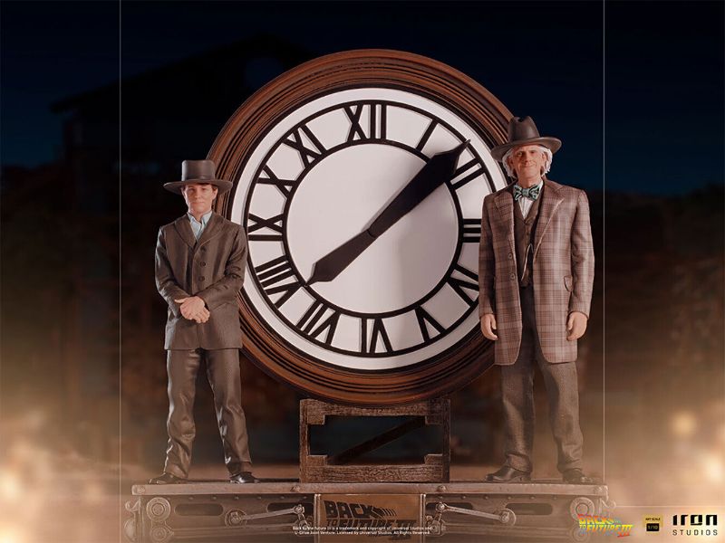 Photo 1 of IRON STUDIOS Back to the Future 3 Marty and Doc Brown at Clock 1:10 Figure