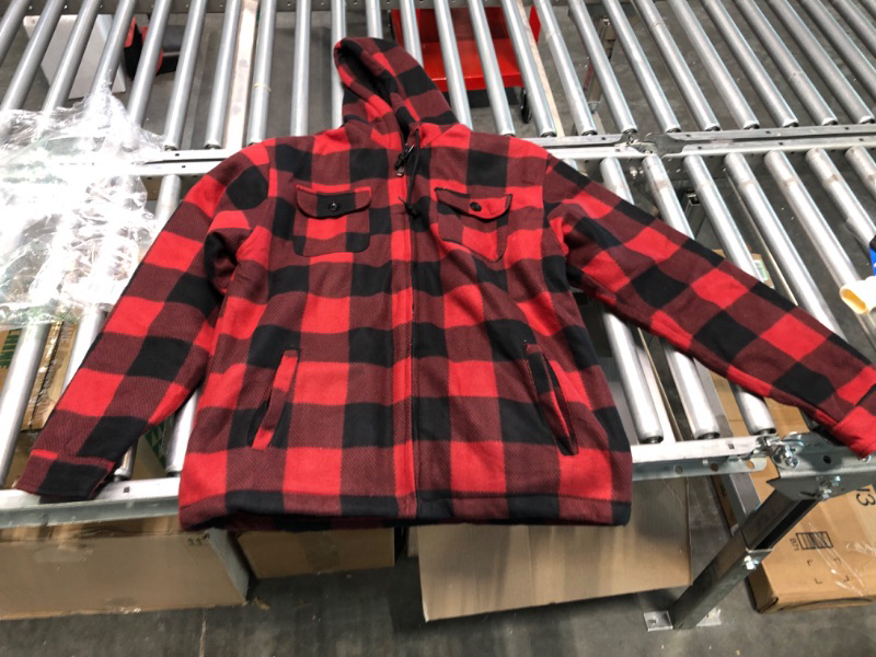 Photo 3 of Heavy Thick Flannel Plaid Jacket Sherpa Fleece Lined Hoodies for Men Zip Up Winter Warm Coat Buffalo Zipper Sweatshirt Afj130-red Buffalo Medium