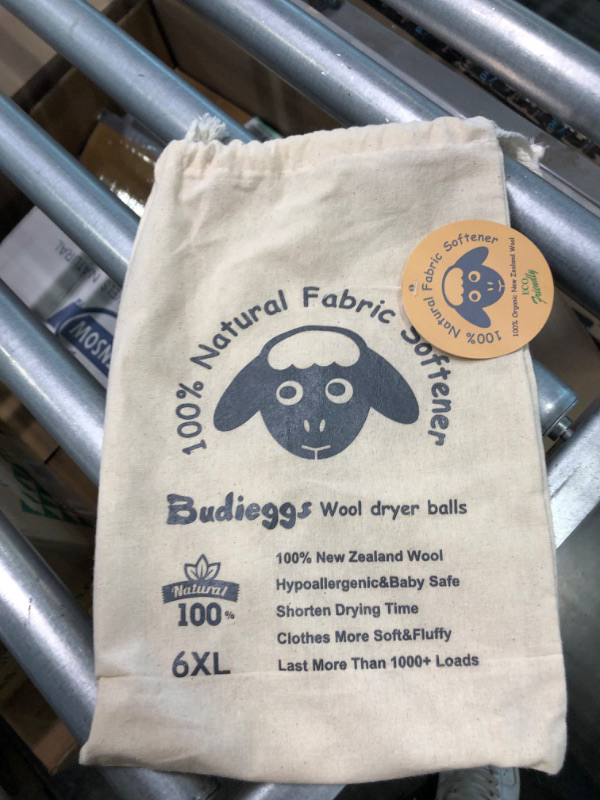 Photo 3 of Budieggs Wool Dryer Balls Organic XL 6-Pack, 100% New Zealand Chemical Free Fabric Softener for 1000+ Loads, Baby Safe & Hypoallergenic, Reduce Wrinkles & Shorten Drying Time Naturally