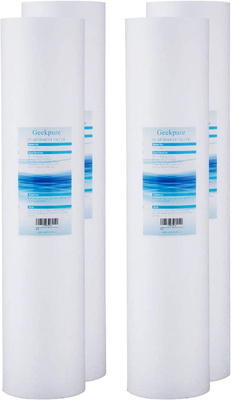 Photo 1 of Geekpure 20-Inch Whole House Polypropylene PP Sediment Filter-4.5" x 20"-5 Micron --- 4 Count --- 