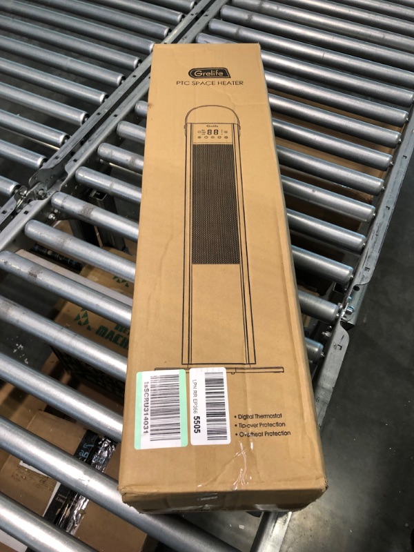 Photo 1 of Grelife 24" Space Heater, 75° Oscillating Electric Heater with Night Light, Remote, Overheat & Tip-over Protection, ECO Mode, 12H Timer, Thermostat, 1500W Portable Heater for Indoor Use, Office, Home --- Missing Controller ---