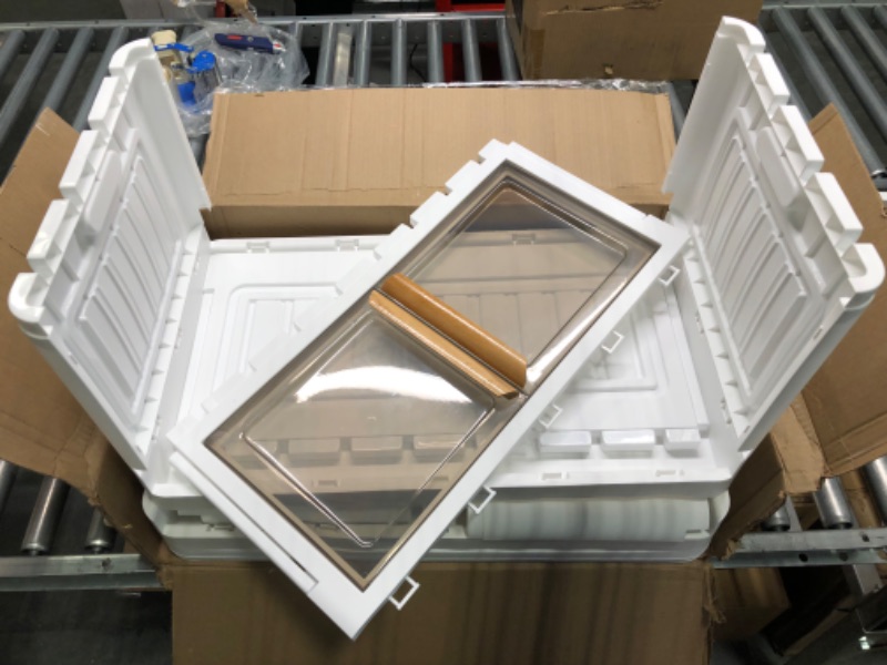 Photo 4 of 2 Tier White Plastic storage Drawer, Easy to Assemble with no hardware needed, Wooden Handles and see thru Windows 